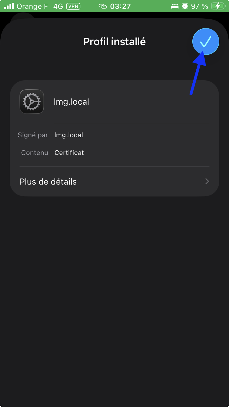 Le profil est installé